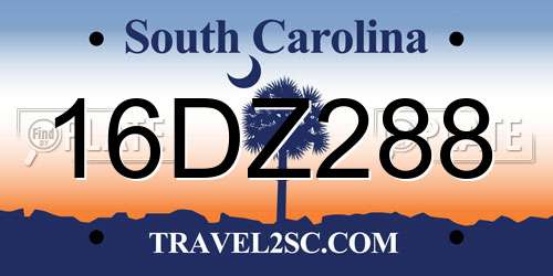 16DZ288 South Carolina License Plate