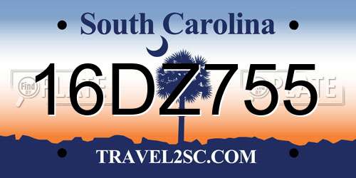 16DZ755 South Carolina License Plate