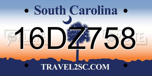 16DZ758 South Carolina License Plate