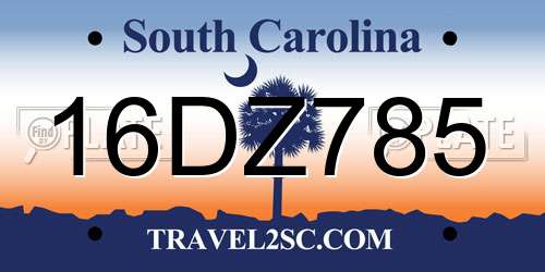 16DZ785 South Carolina License Plate