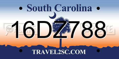 16DZ788 South Carolina License Plate