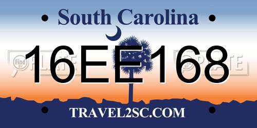 16EE168 South Carolina License Plate