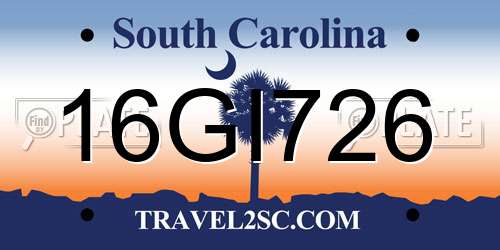 16GI726 South Carolina License Plate