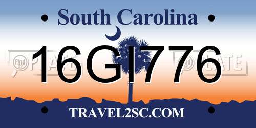 16GI776 South Carolina License Plate