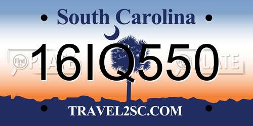 16IQ550 South Carolina License Plate