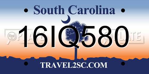 16IQ580 South Carolina License Plate