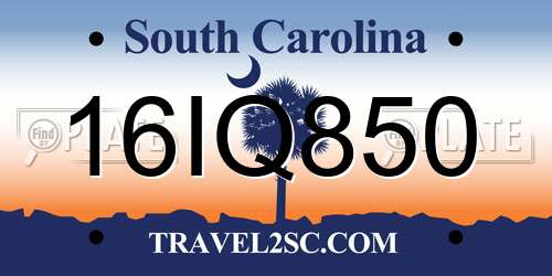 16IQ850 South Carolina License Plate