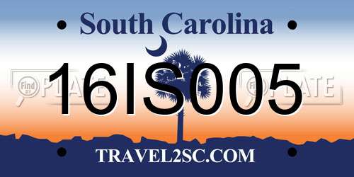 16IS005 South Carolina License Plate