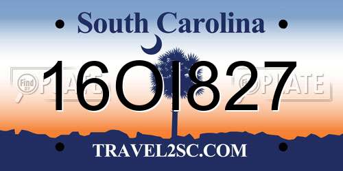 16OI827 South Carolina License Plate
