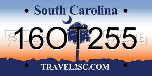 16OT255 South Carolina License Plate
