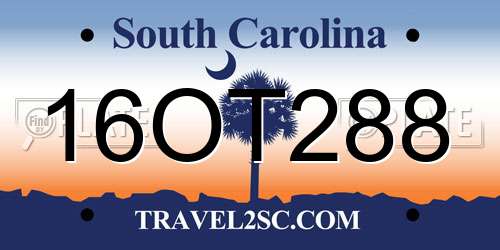 16OT288 South Carolina License Plate