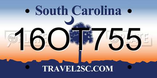 16OT755 South Carolina License Plate