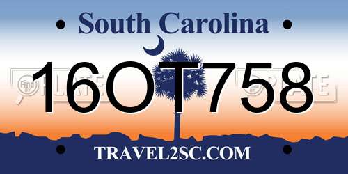 16OT758 South Carolina License Plate