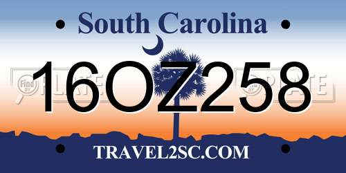 16OZ258 South Carolina License Plate