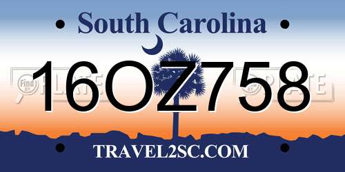 16OZ758 South Carolina License Plate