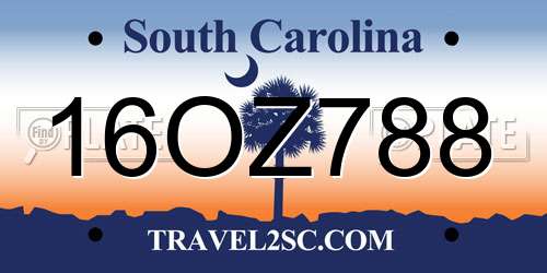 16OZ788 South Carolina License Plate