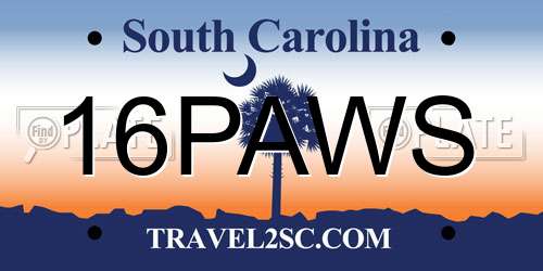 16PAWS South Carolina License Plate