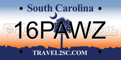 16PAWZ South Carolina License Plate