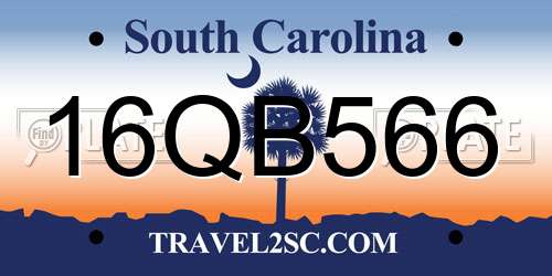 16QB566 South Carolina License Plate