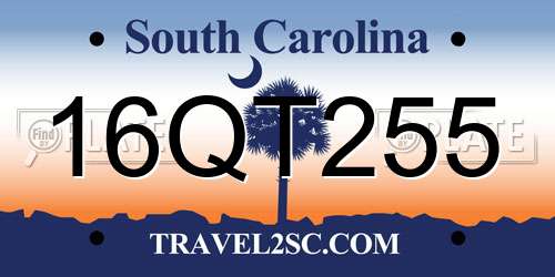 16QT255 South Carolina License Plate