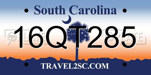 16QT285 South Carolina License Plate
