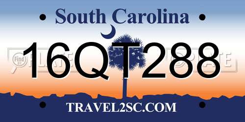 16QT288 South Carolina License Plate