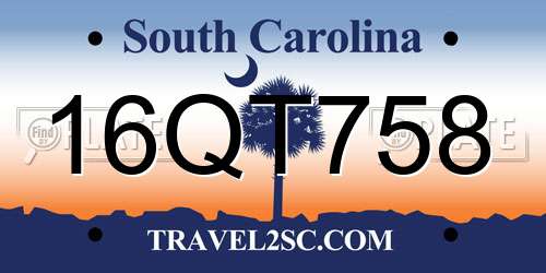 16QT758 South Carolina License Plate