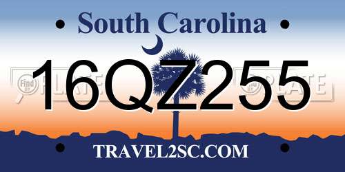 16QZ255 South Carolina License Plate