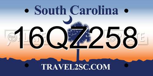 16QZ258 South Carolina License Plate
