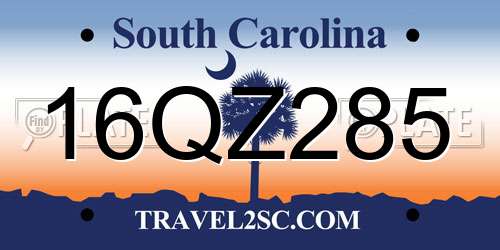 16QZ285 South Carolina License Plate