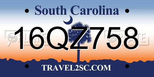 16QZ758 South Carolina License Plate