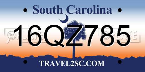 16QZ785 South Carolina License Plate