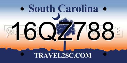 16QZ788 South Carolina License Plate