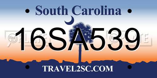 16SA539 South Carolina License Plate