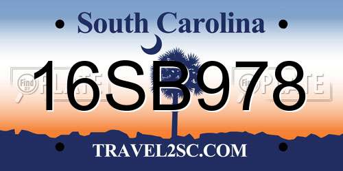 16SB978 South Carolina License Plate
