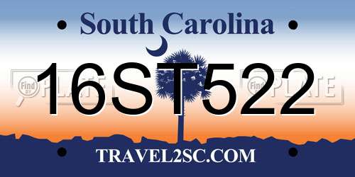 16ST522 South Carolina License Plate