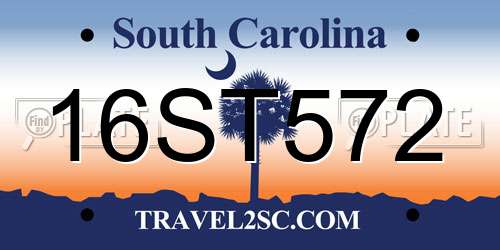 16ST572 South Carolina License Plate