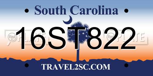 16ST822 South Carolina License Plate