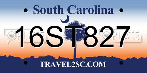 16ST827 South Carolina License Plate