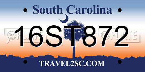 16ST872 South Carolina License Plate