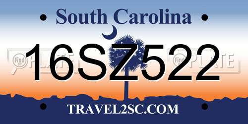 16SZ522 South Carolina License Plate