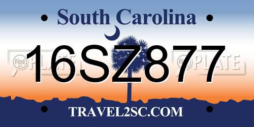 16SZ877 South Carolina License Plate