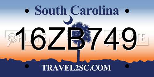 16ZB749 South Carolina License Plate