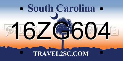 16ZG604 South Carolina License Plate