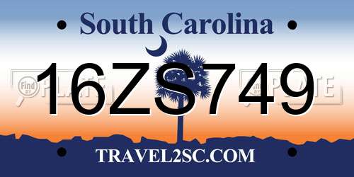 16ZS749 South Carolina License Plate