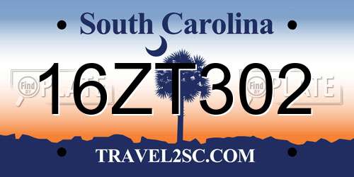 16ZT302 South Carolina License Plate