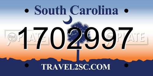 1702997 South Carolina License Plate