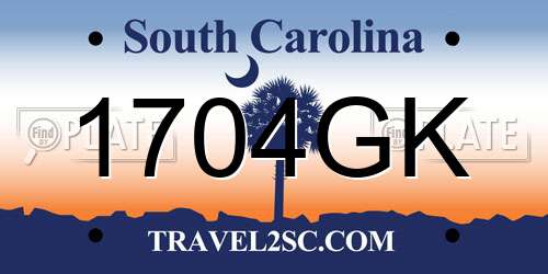 1704GK South Carolina License Plate