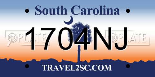 1704NJ South Carolina License Plate