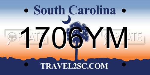 1706YM South Carolina License Plate